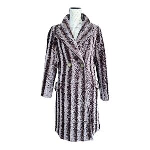 Samuel Dong Golden Brown Sheared Faux Fur Double Breasted Long Jacket S